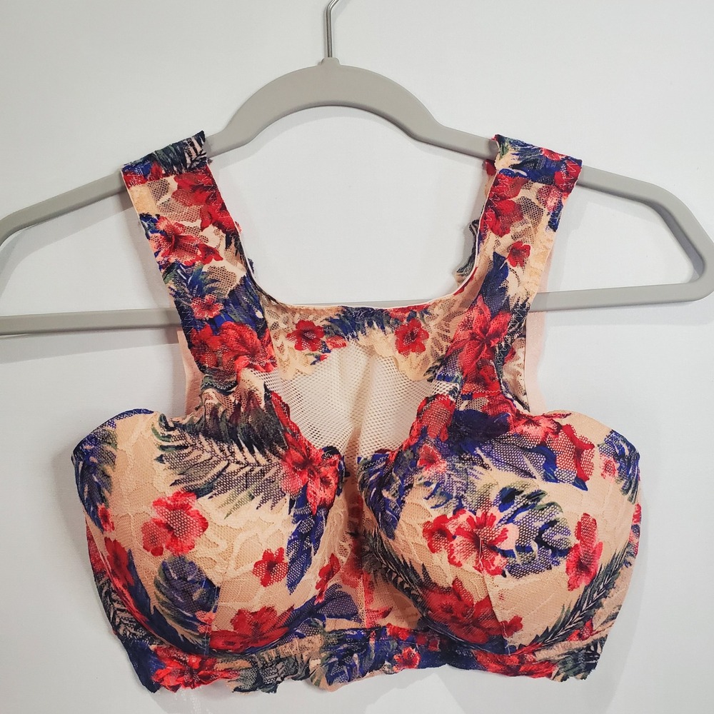 Victoria's Secret PINK Floral Lace Bralette Multi Color Size M-DD